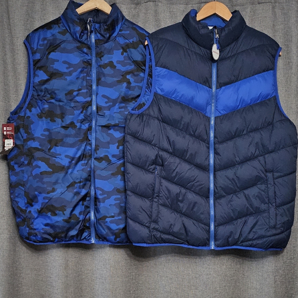 Swiss Tech Reversible Puffer Vest Men's Large 42-44 Blue cove Camo New